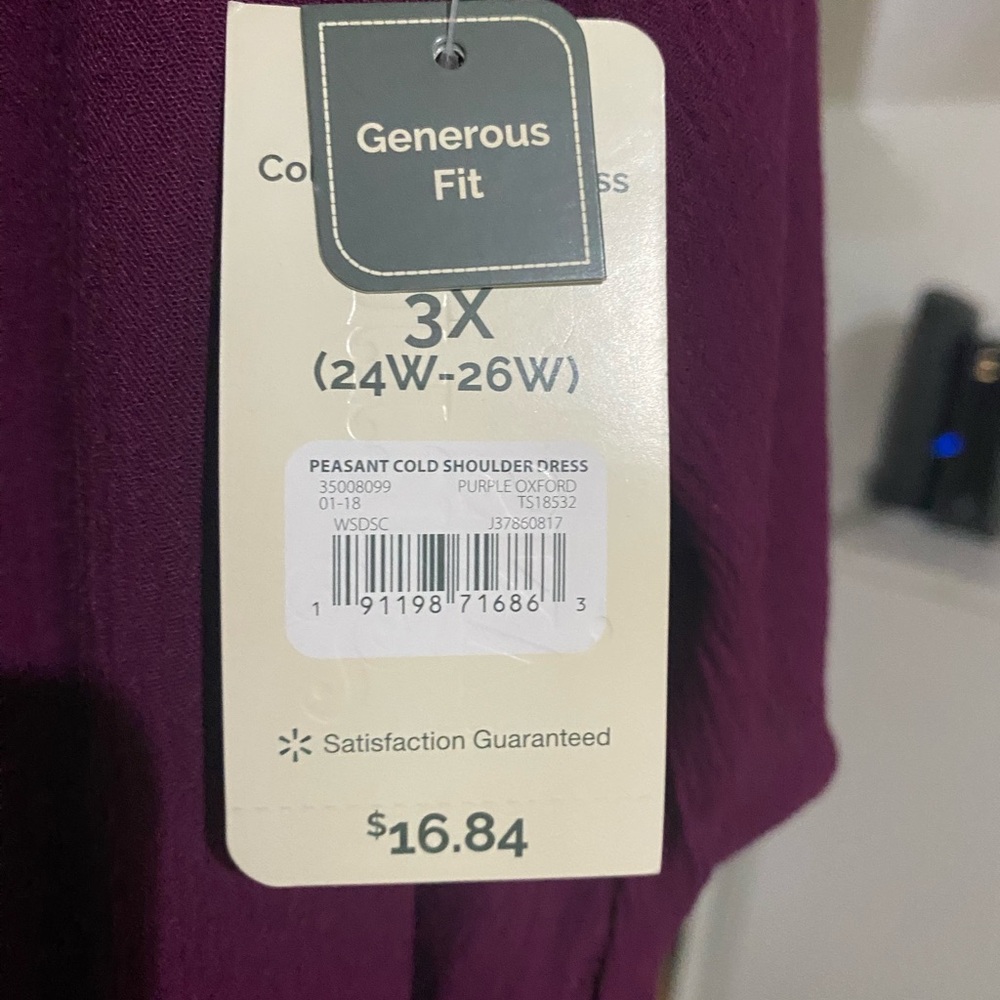 Terra & Sky Purple Cold Shoulder Dress with Long, Ballon Sleeves, Tiered Bottom - Picture 6 of 6